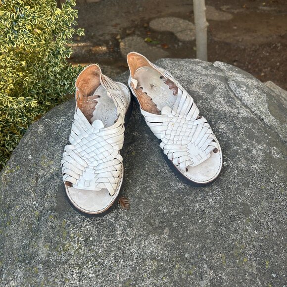 Brand X Mexican Huaraches White Woven Leather Size 6.5 - Picture 7 of 7
